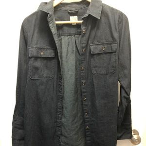 A New Day Dark Blue Chambray Button Down Shirt